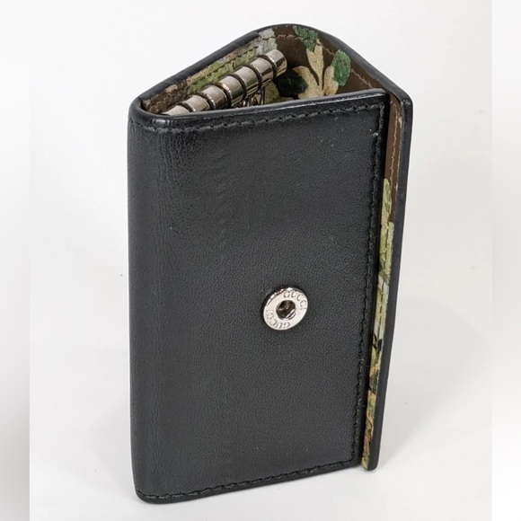 Gucci Blooms Green & Black leather key case floral pattern 6 ring Authentic - Picture 2 of 16